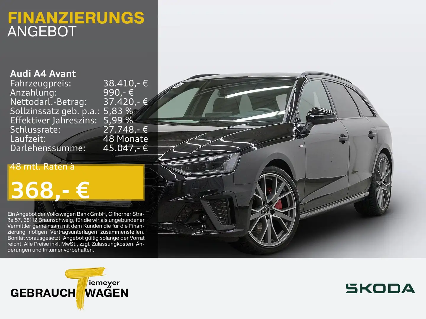 Audi A4 40 TFSI Q 2x S LINE LM19 KAMERA NAVI+ V Schwarz - 1
