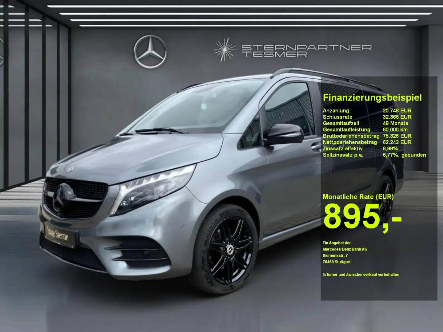 Mercedes-Benz V 300 d 4M Lang EXCLUSIVE AMG LED AHK 7-Sitzer Grau - 1