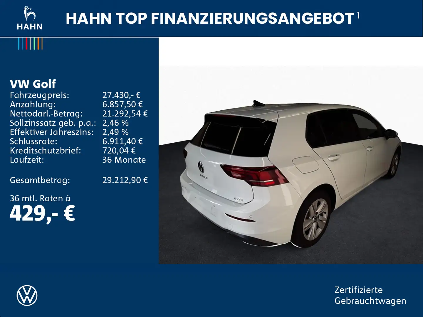 Volkswagen Golf VIII 1.5eTSI DSG Life 360° AHK HuD Standhei Weiß - 2