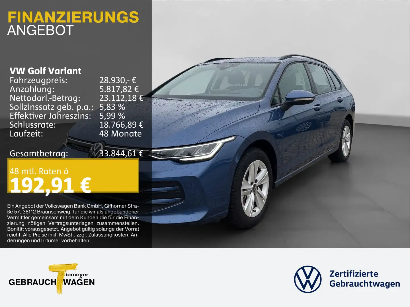 Volkswagen Golf Variant 1.5 eTSI DSG LIFE NAVI KAMERA HuD Blau - 1