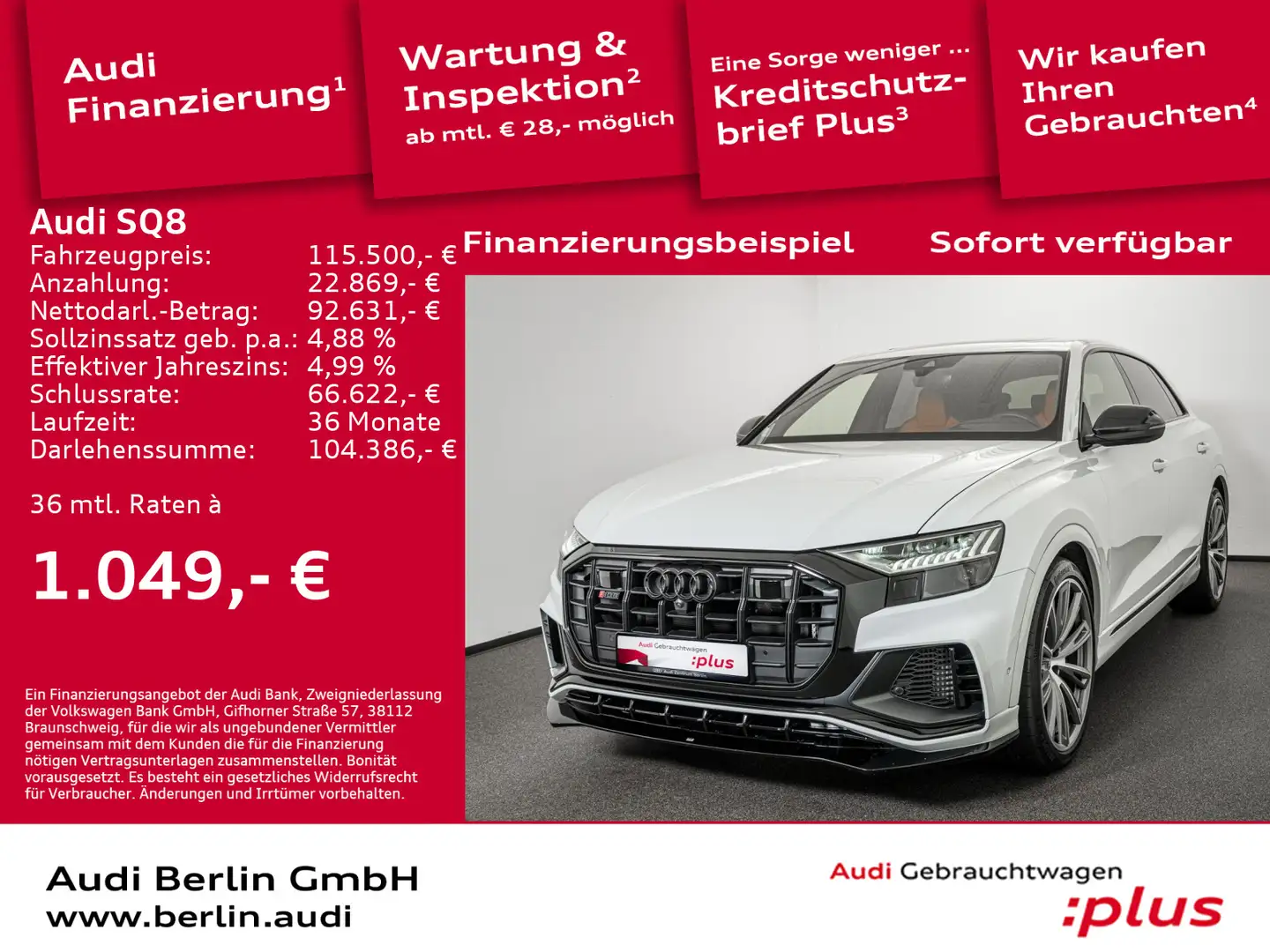 Audi SQ8 TFSI tiptr. ABT STDHZG 360°K MATRIX HUD PANO Weiß - 1