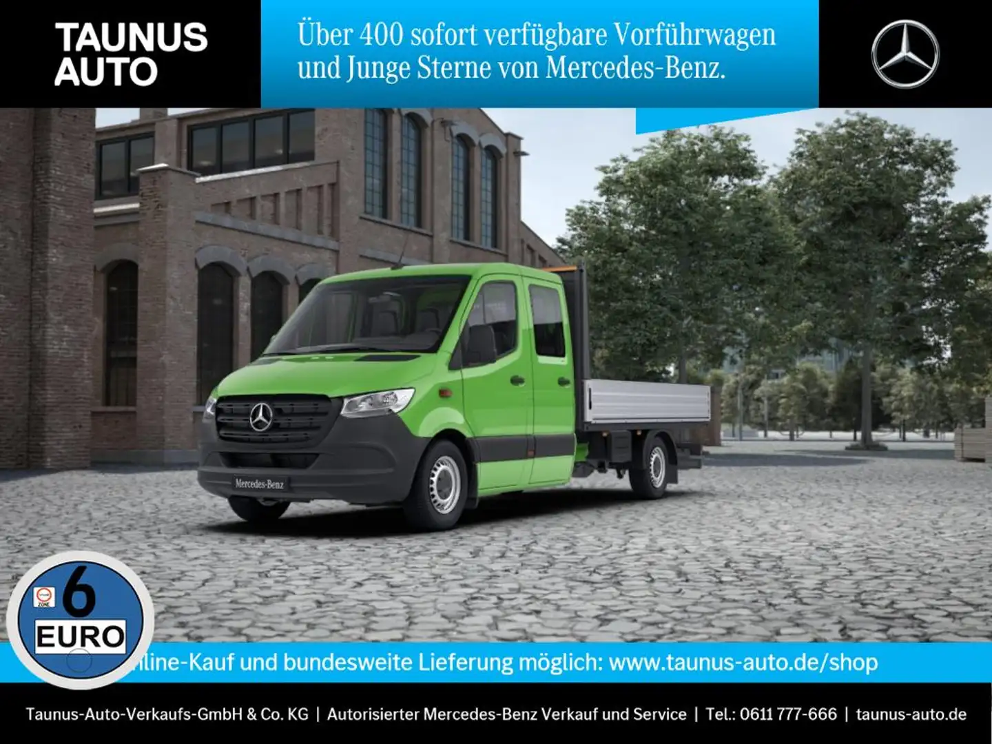 Mercedes-Benz Sprinter 314 DoKa Lang Klima 3,5t AHK Standhzg. Grün - 1