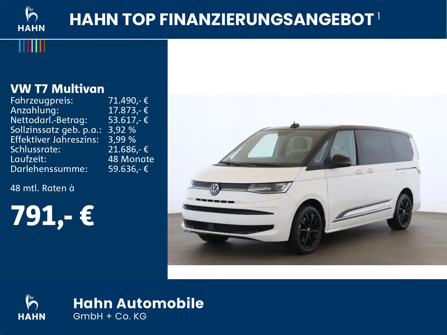 Volkswagen T7 Multivan EDITION LÜ 2,0TDI 110kW DSG AHK NAVI Weiß - 2