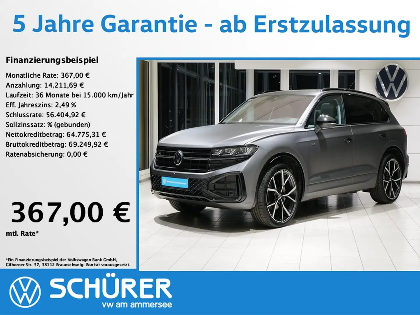 Volkswagen Touareg 3.0TDI R-Line Black Style Pano StdHz HuD 360 Dy... Gris - 1