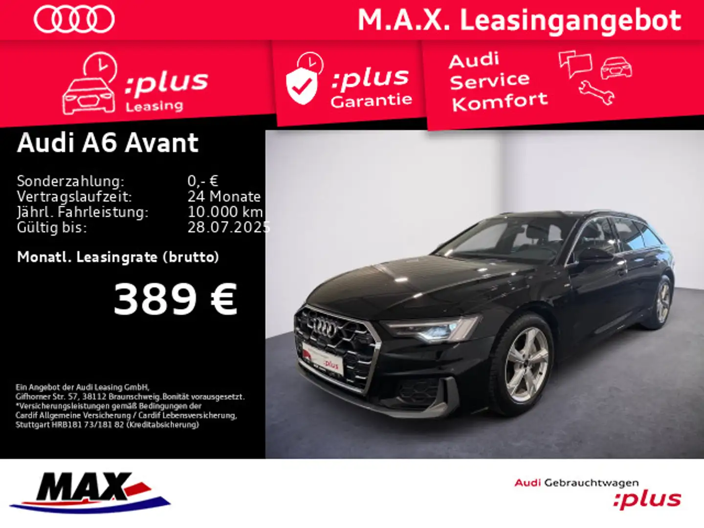 Audi A6 40 TDI QUATT S LINE MATRIX+PANO+KAMERA+ Schwarz - 1