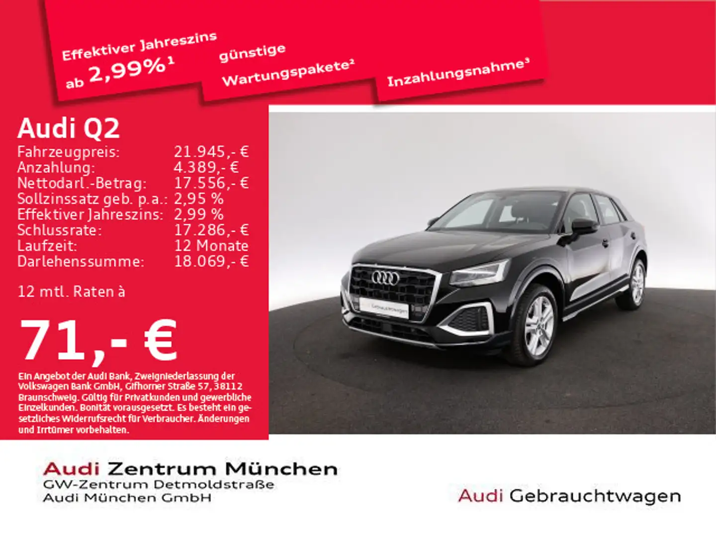 Audi Q2 30 TFSI advanced Navi+/PDC Schwarz - 1