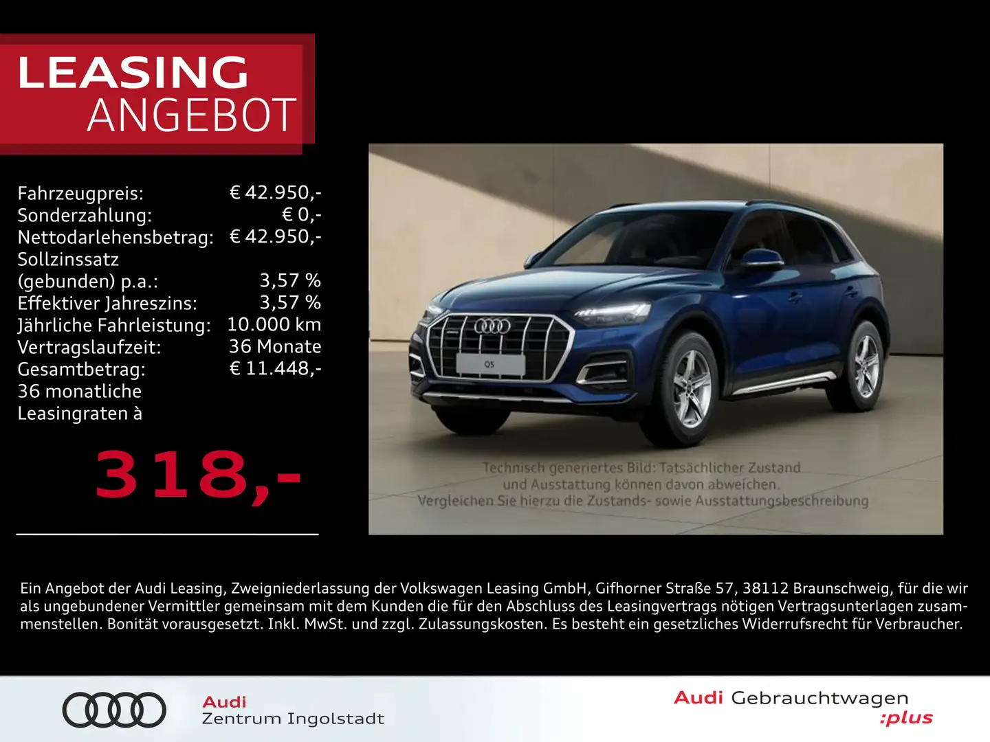 Audi Q5 40 TFSI qu MATRIX AHK ACC NAVI Kam. Advanced Blau - 1