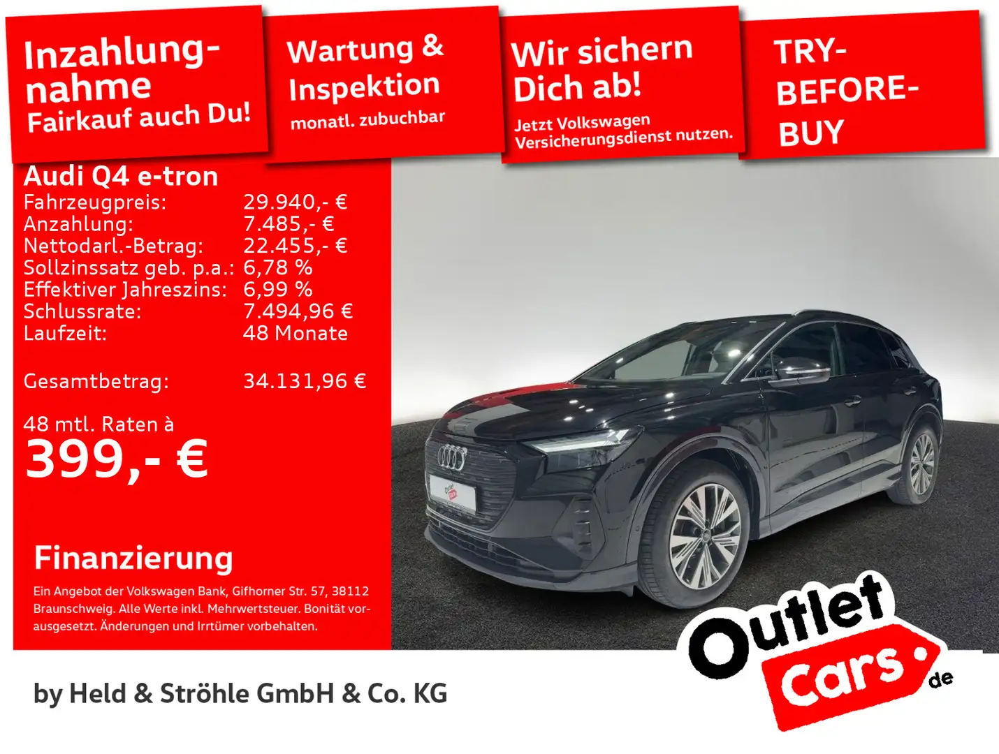 Audi Q4 e-tron 45 quattro HuD LED NAV+ KAM PDC SHZ Schwarz - 1