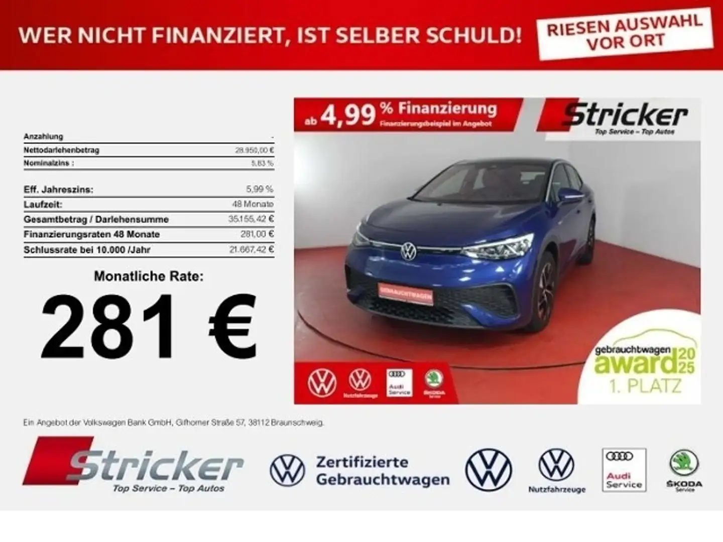 Volkswagen ID.5 Pro Performance 150/77 281,-ohne Anzahlung Navi A Niebieski - 1