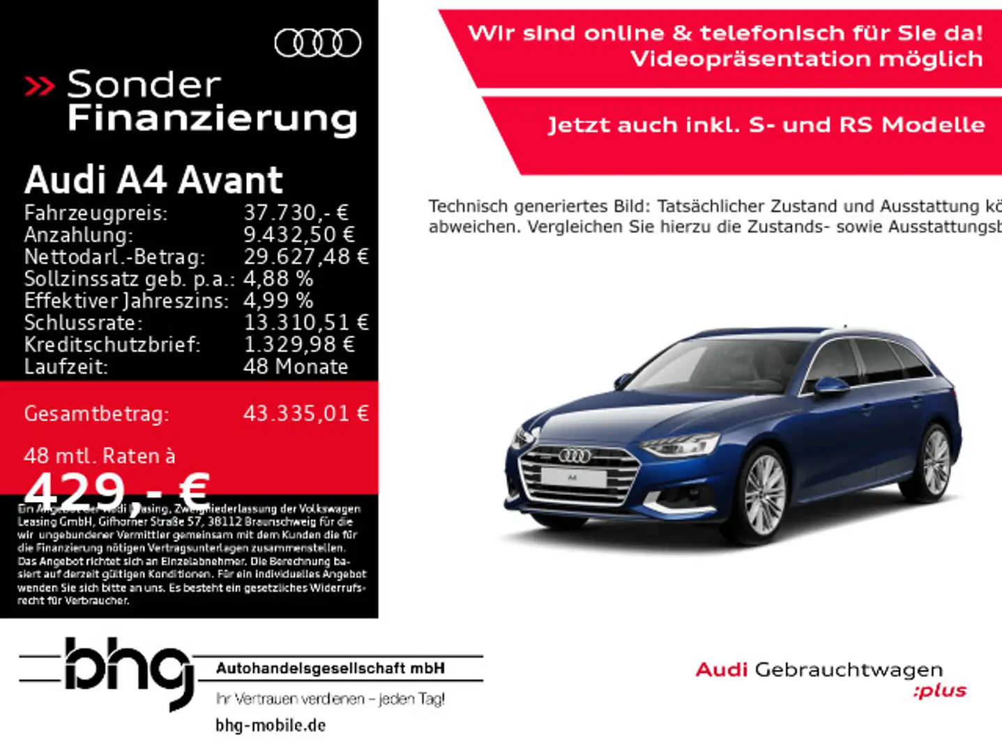 Audi A4 40 TFSI quattro AHK Navi HUD Keyless Blau - 1