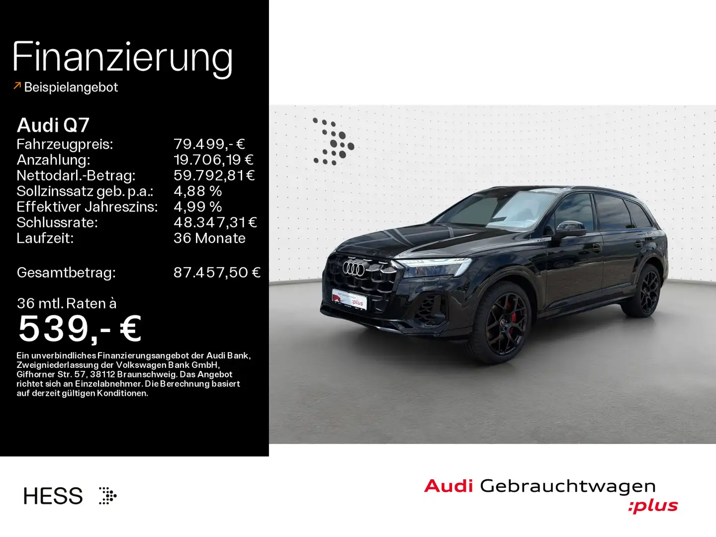 Audi Q7 60 TFSIe quattro S-LINE*B&O*LASER*PANO*AHK*HU Schwarz - 1