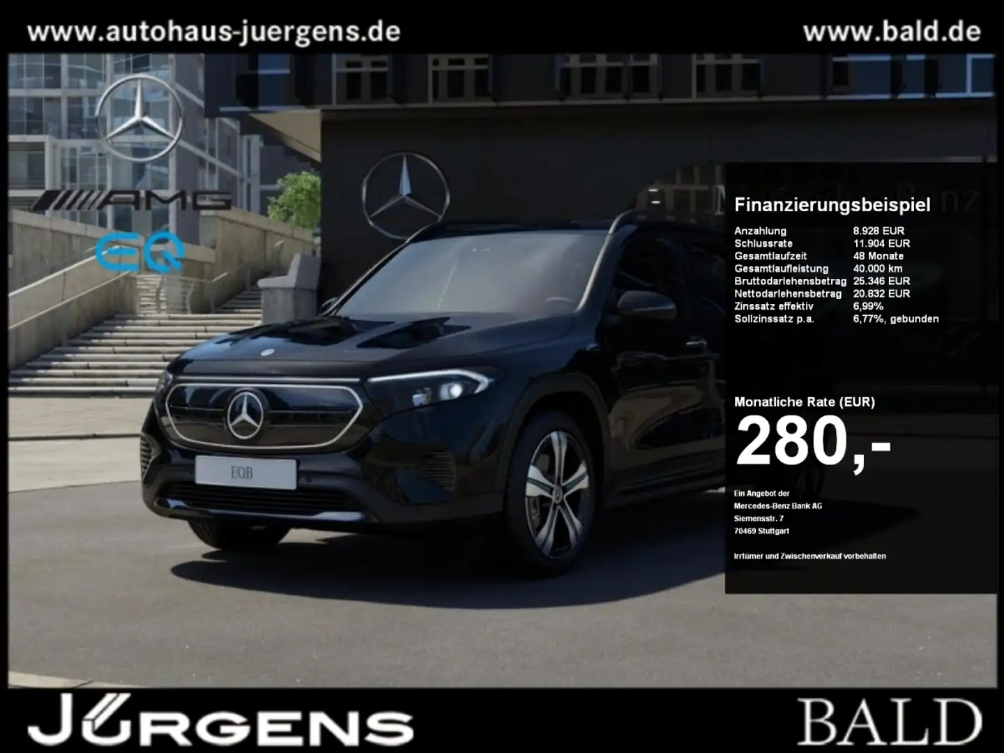 Mercedes-Benz EQB 300 4M Progressive-Wide/LED/Cam/Easy-P/Night Schwarz - 1