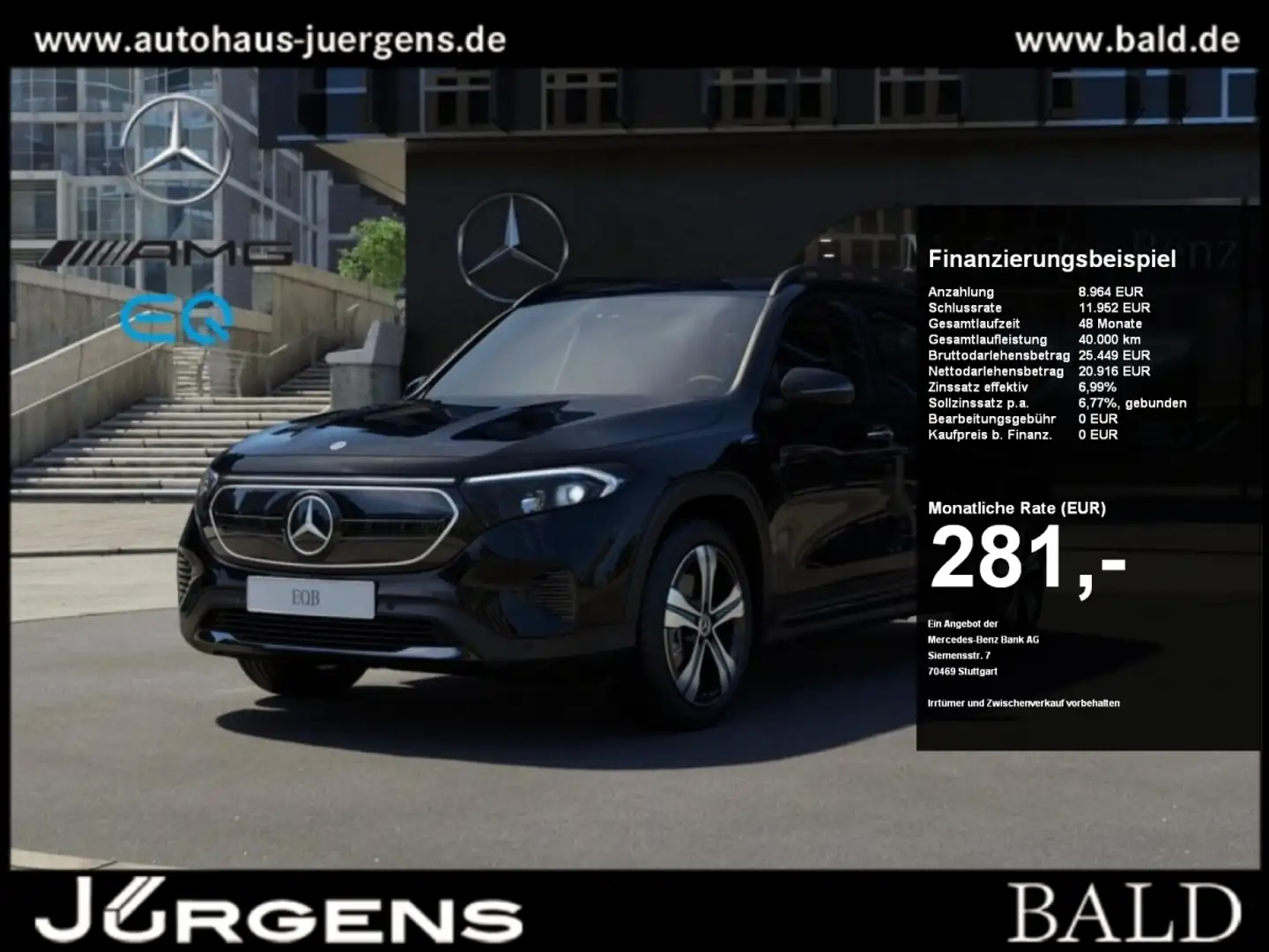 Mercedes-Benz EQB 300 4M Progressive-Wide/LED/Cam/Easy-P/Night Schwarz - 1
