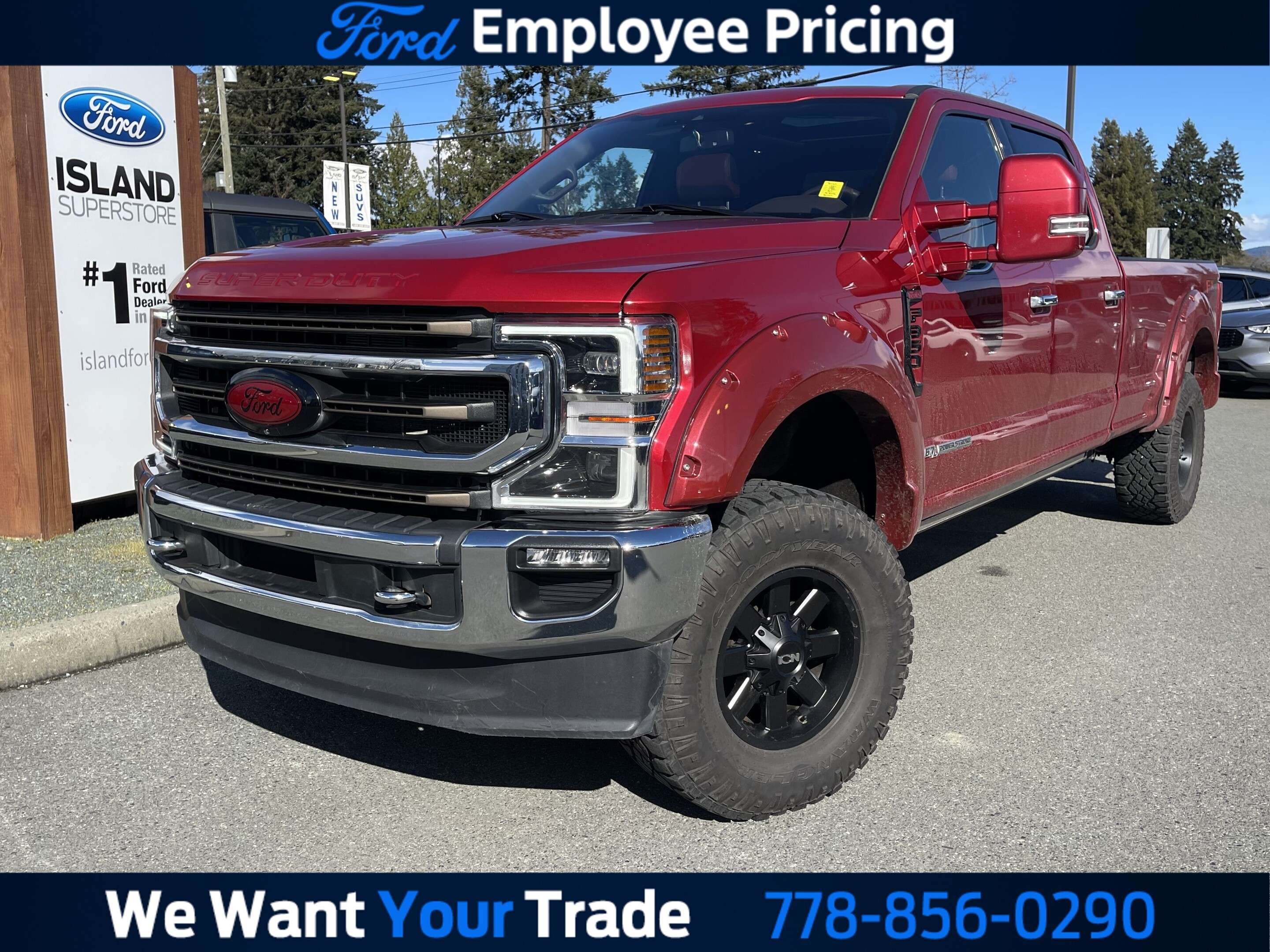 Red 2021 Ford F-350 Super Duty Pickup Truck Four-Wheel Drive Automatic