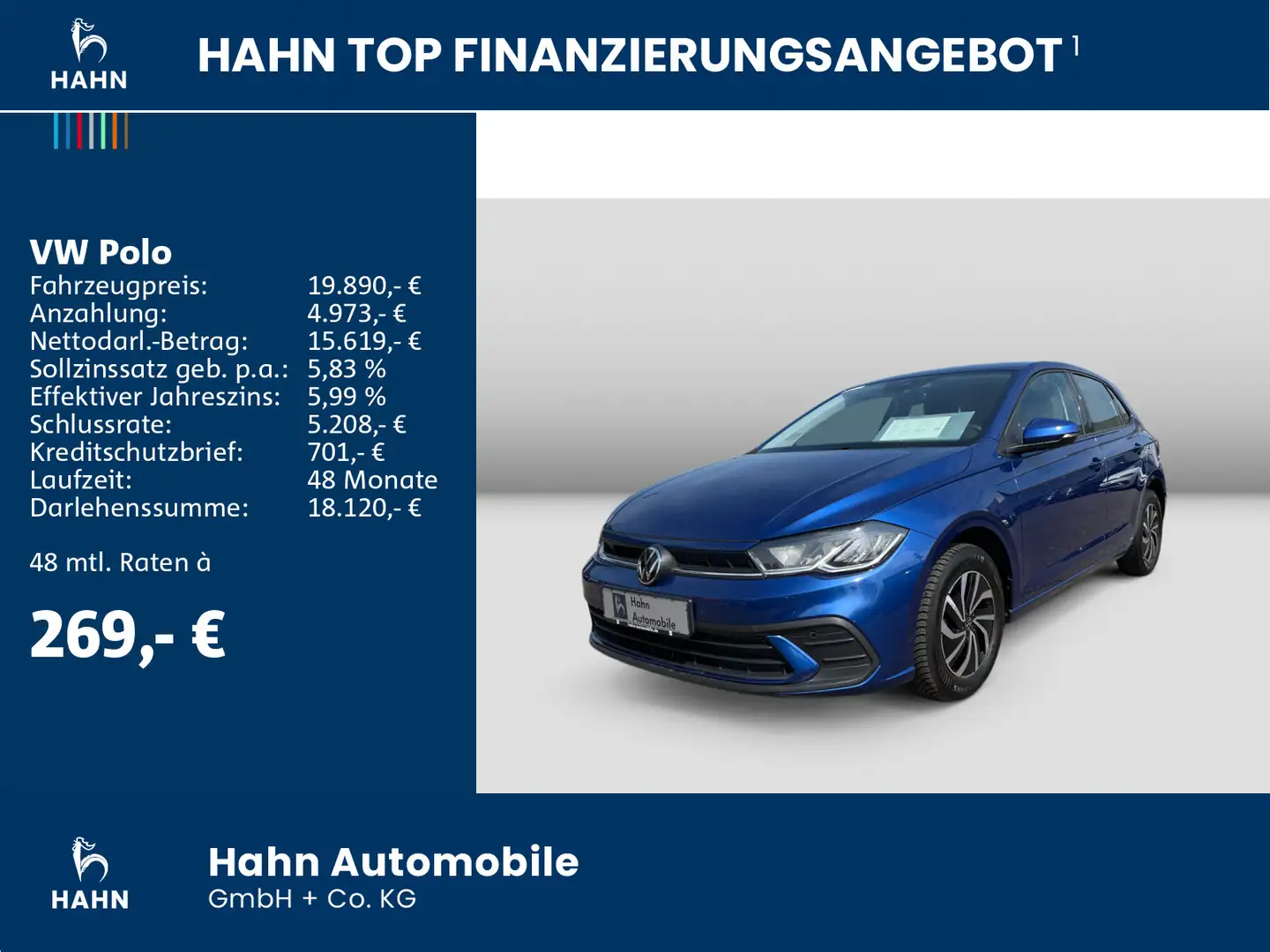Volkswagen Polo 1.0TSI Life ACC Climatr. LED AppConnect PDC Blau - 2