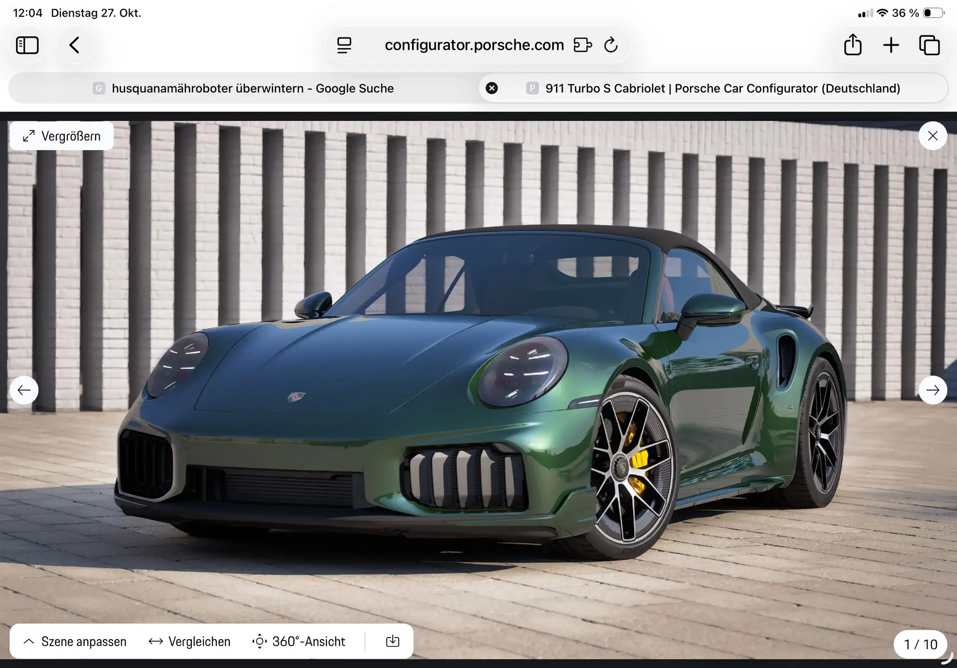 포르쉐 911 Turbo S Cabriolet 2026 초록 사진 1
