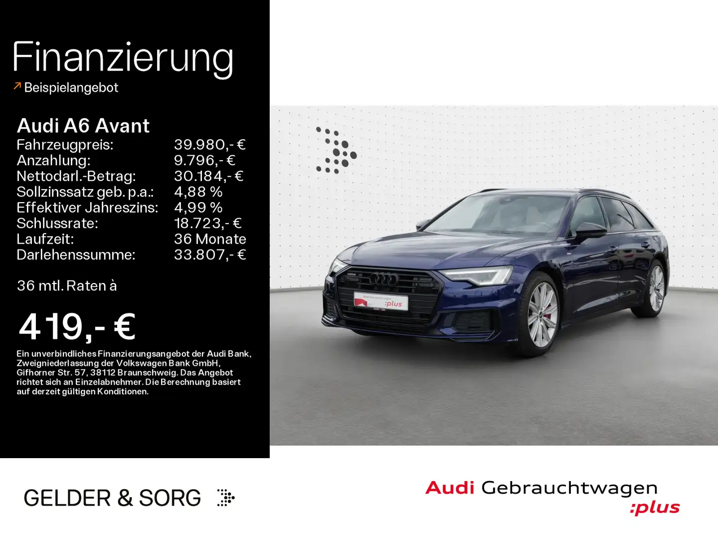 Audi A6 55 TFSIe qu. S line (Ext) RFK*Matrix Blauw - 1