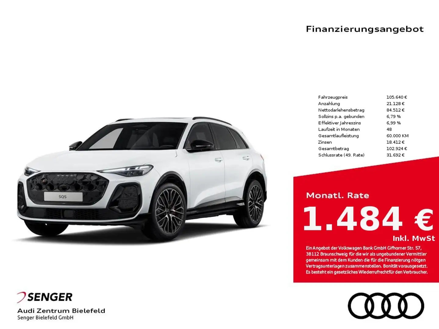 Audi SQ5 SUV TFSI Matrix-LED Panorama Navi Memory Weiß - 1