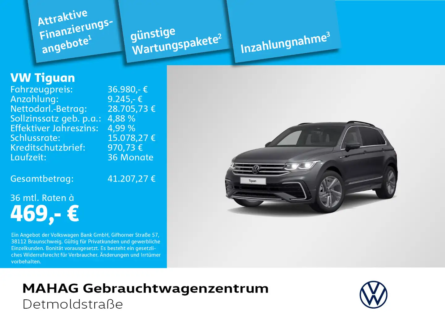 Volkswagen Tiguan 2.0 TSI 4 Mot R-Line AHK IQ.Light IQ.Driv Grau - 1