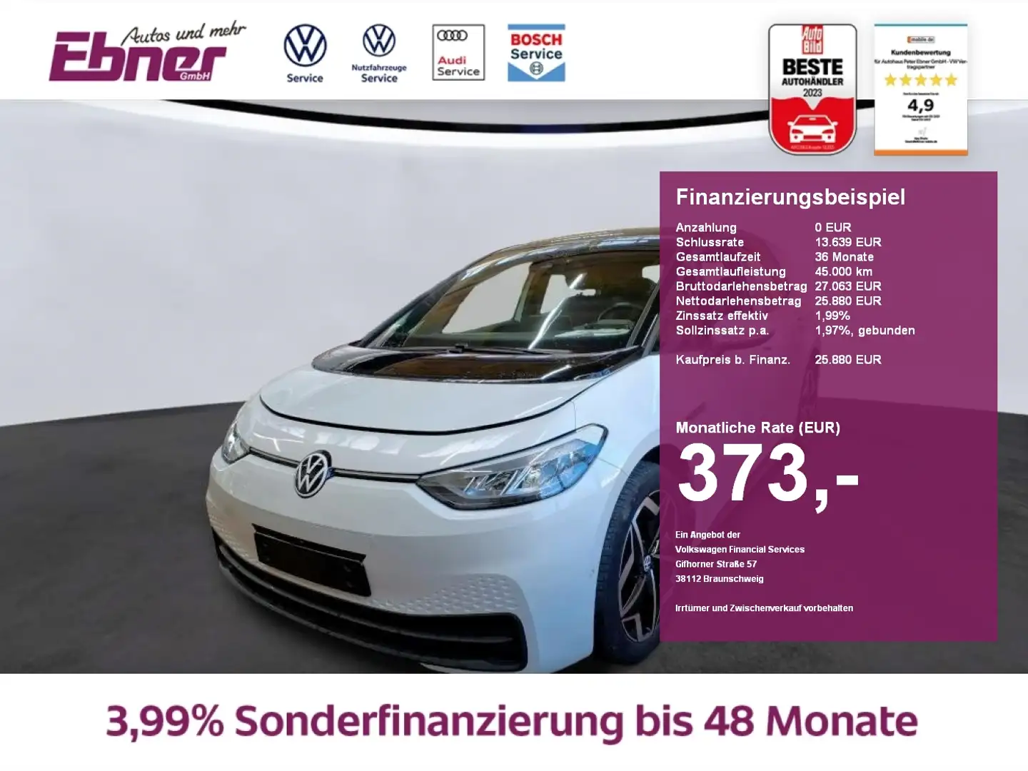 Volkswagen ID.3 PRO 204PS 62KWh AHK+KAMERA+WPUMPE+ACC+19 ALU! Schwarz - 1