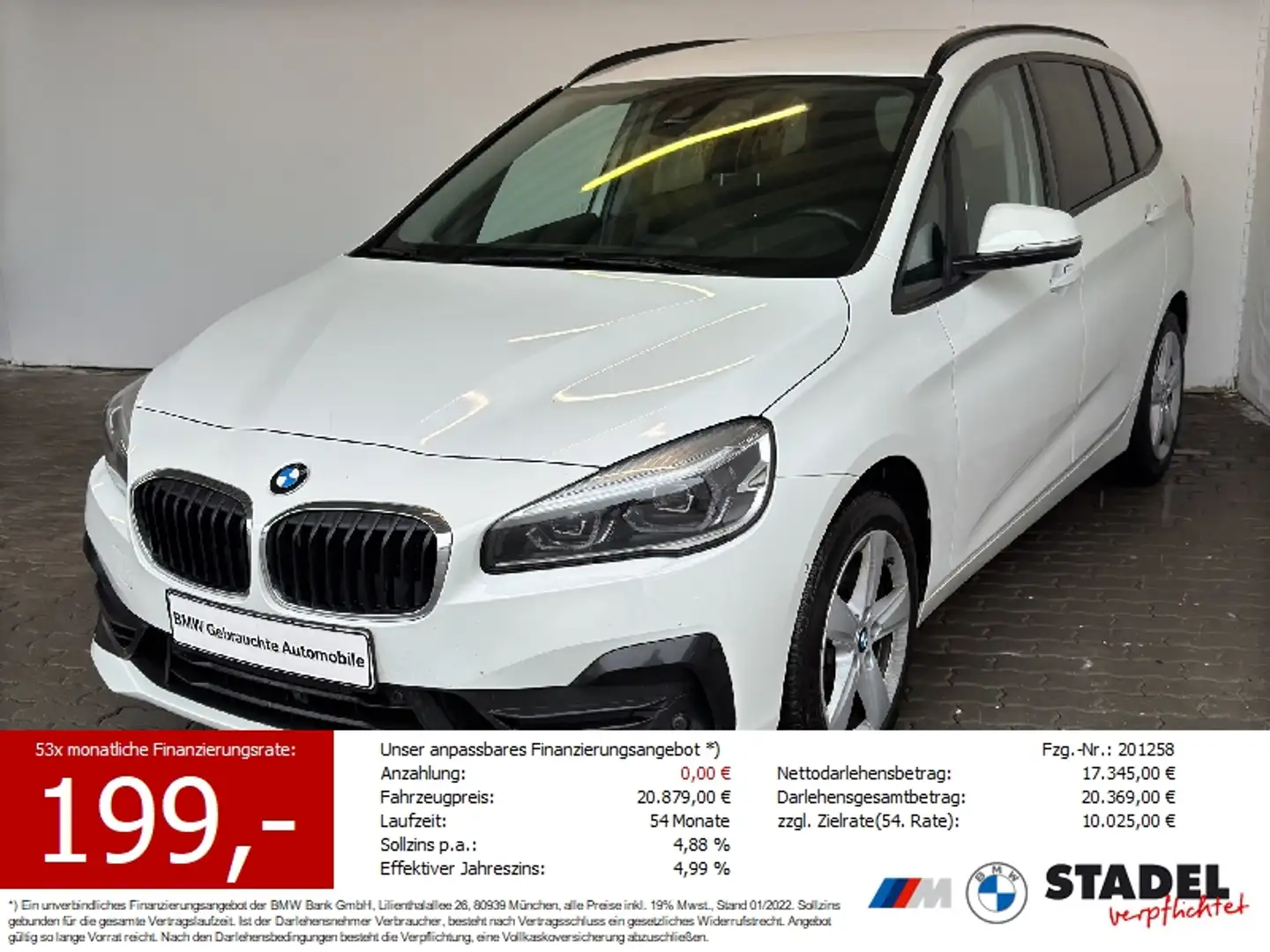 BMW 220 dA Gran Tourer Navi.LED.AHK.ParkAss.DriveAss Wit - 1