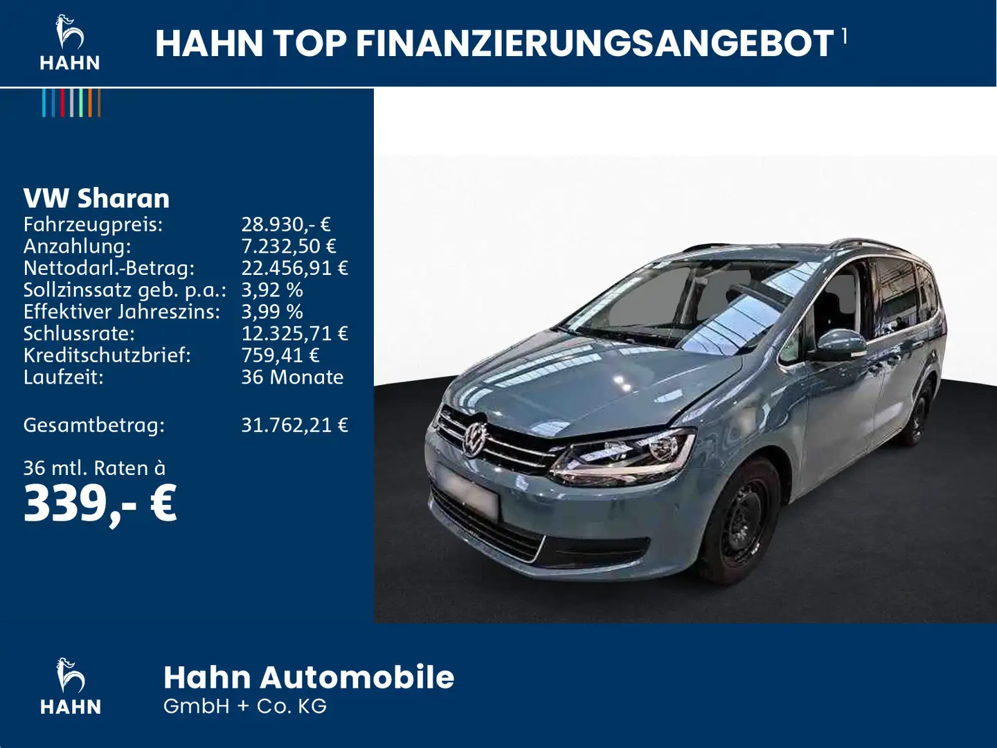 Volkswagen Sharan 1.4TSI DSG Comfortline ACC AHK Cam Navi Blau - 2