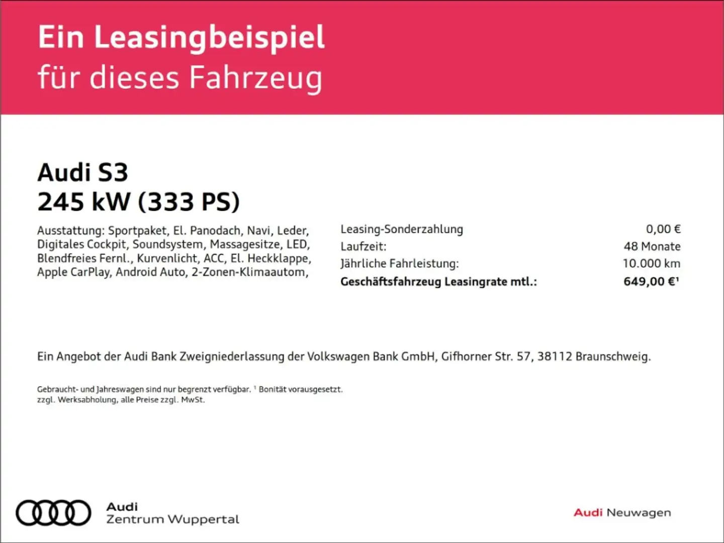 Audi S3 SPORTBACK TFSI PANO KAMERA LEDER MATRIX LED Schwarz - 2