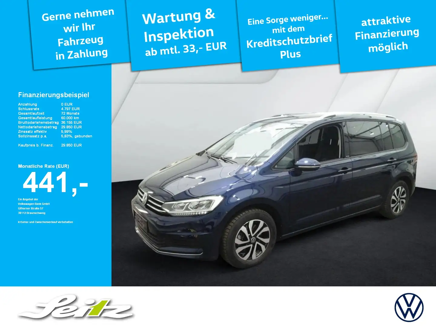 Volkswagen Touran 2.0 TDI DSG Active *LED*PDC*NAVI*SITZH* Blau - 1