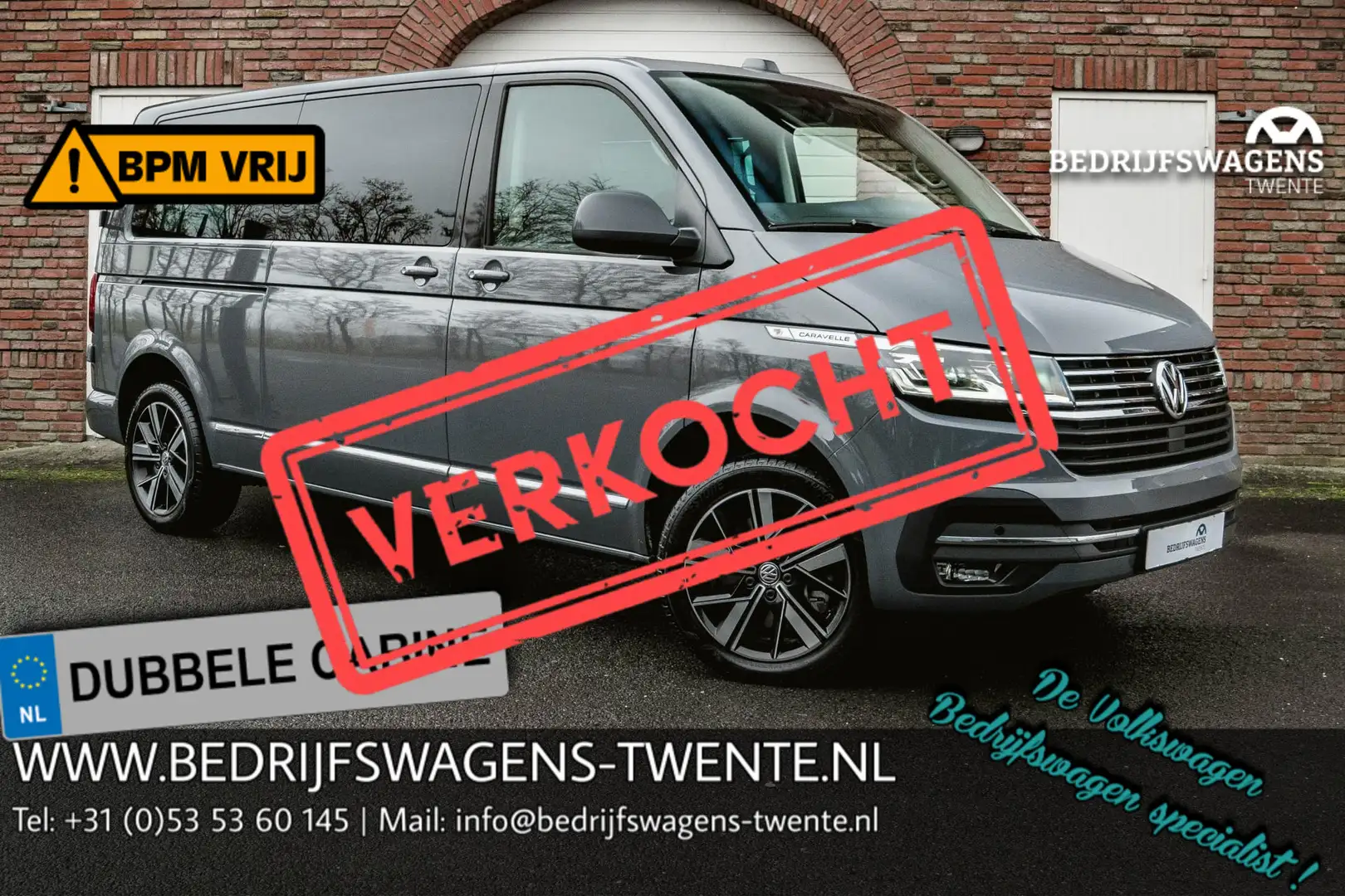 Volkswagen T6.1 Transporter 2.0 TDI 204 PK DSG CARAVELLE L2H1 A-Deuren DUB/CAB Grijs - 1