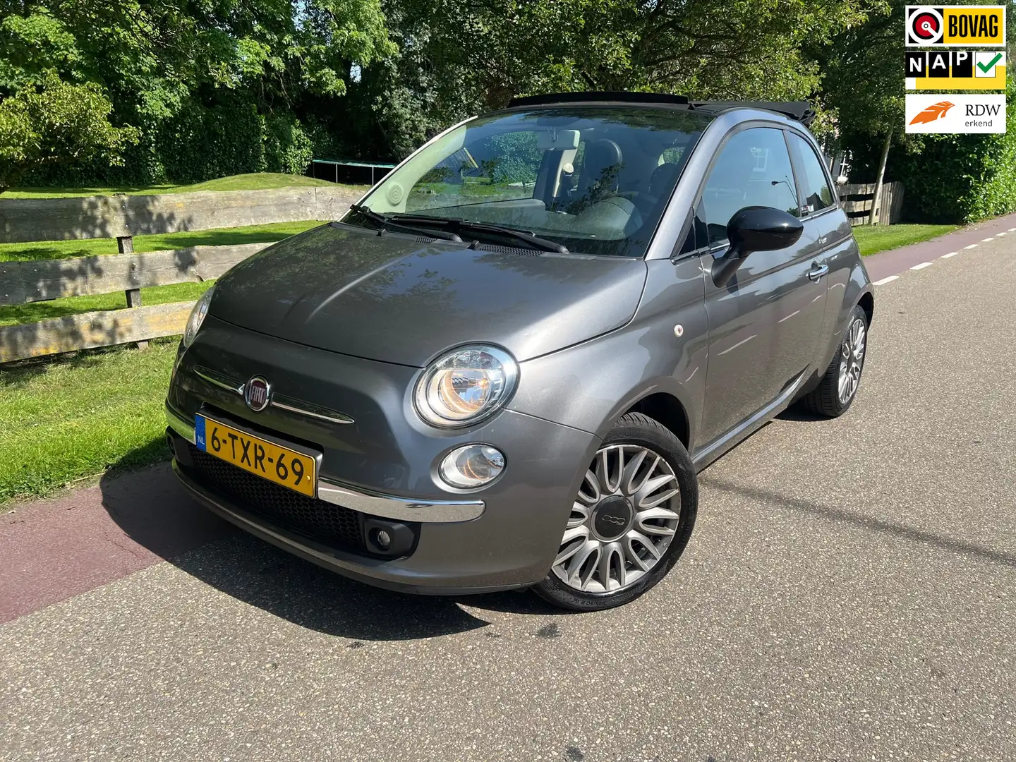 Fiat 500C 0.9 TwinAir Turbo Cult Cabriodak Clima Leder Gris - 1