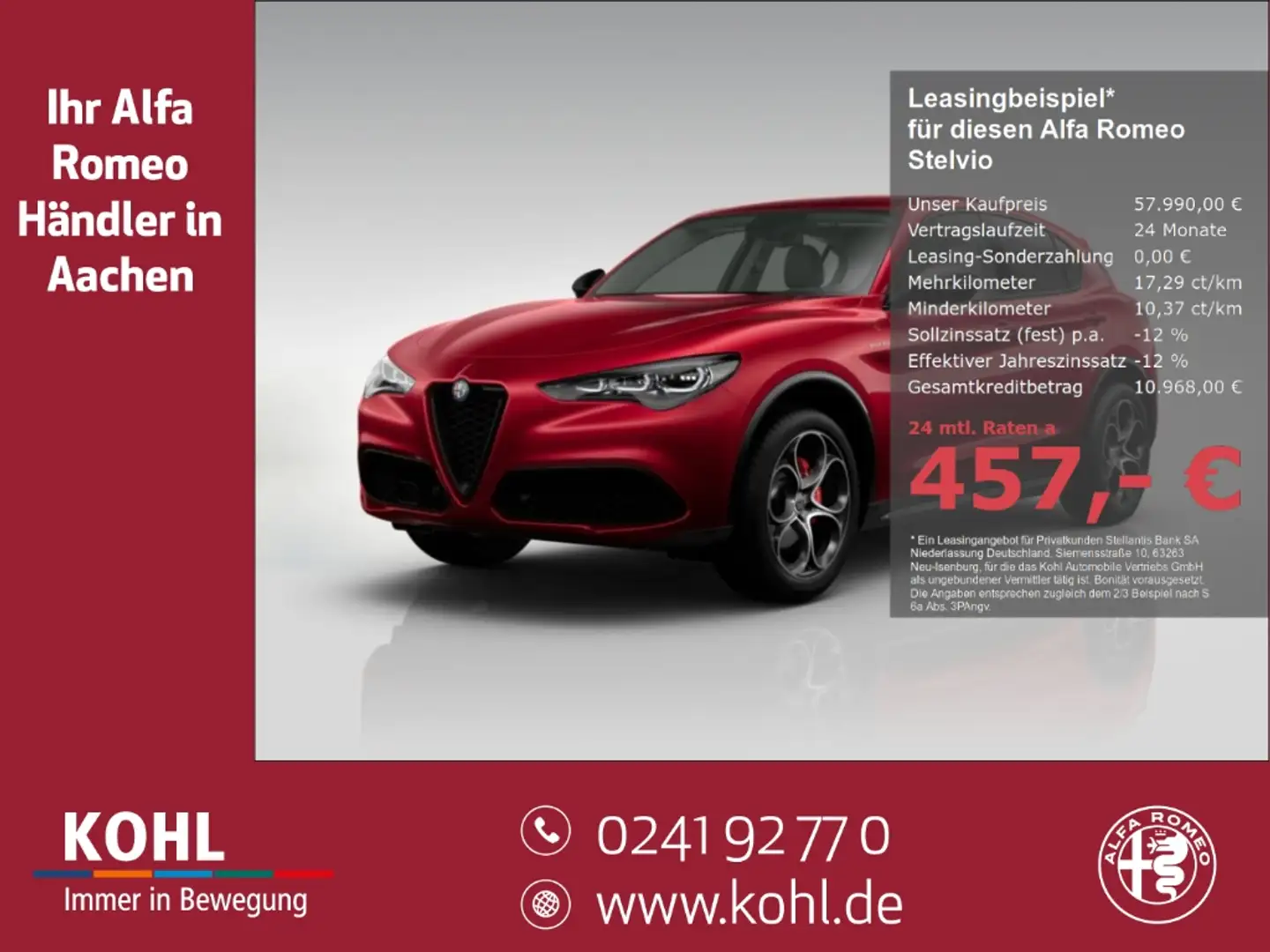 Alfa Romeo Stelvio Veloce 2.0 Turbo 280PS AT8 Q4 Keyless PDCv+h Rood - 1