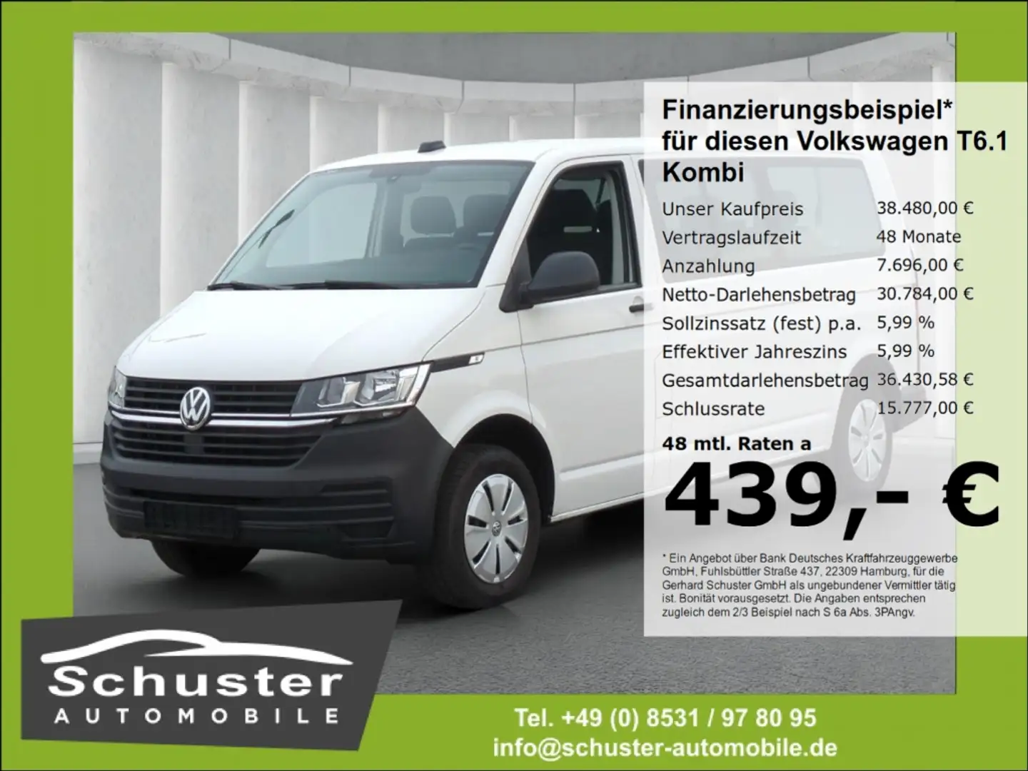 Volkswagen T6.1 Kombi 9-Sitzer LR TDI*AHK Navi Tempo PDCv+h Weiß - 1