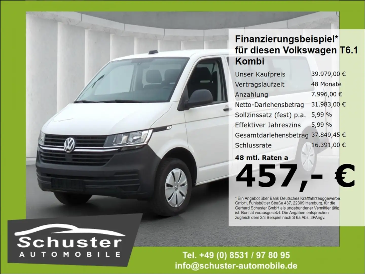 Volkswagen T6.1 Kombi 9-Sitzer LR TDI*AHK Navi Tempo PDCv+h Weiß - 1