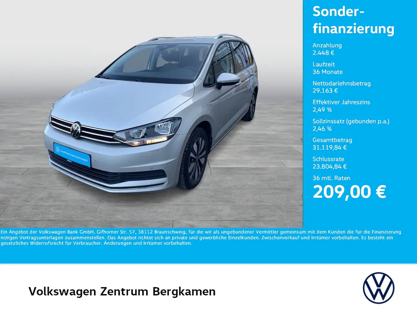 Volkswagen Touran 2.0 MOVE 7SITZE STANDHZ. CAM ACC NAVI ALU Argent - 1