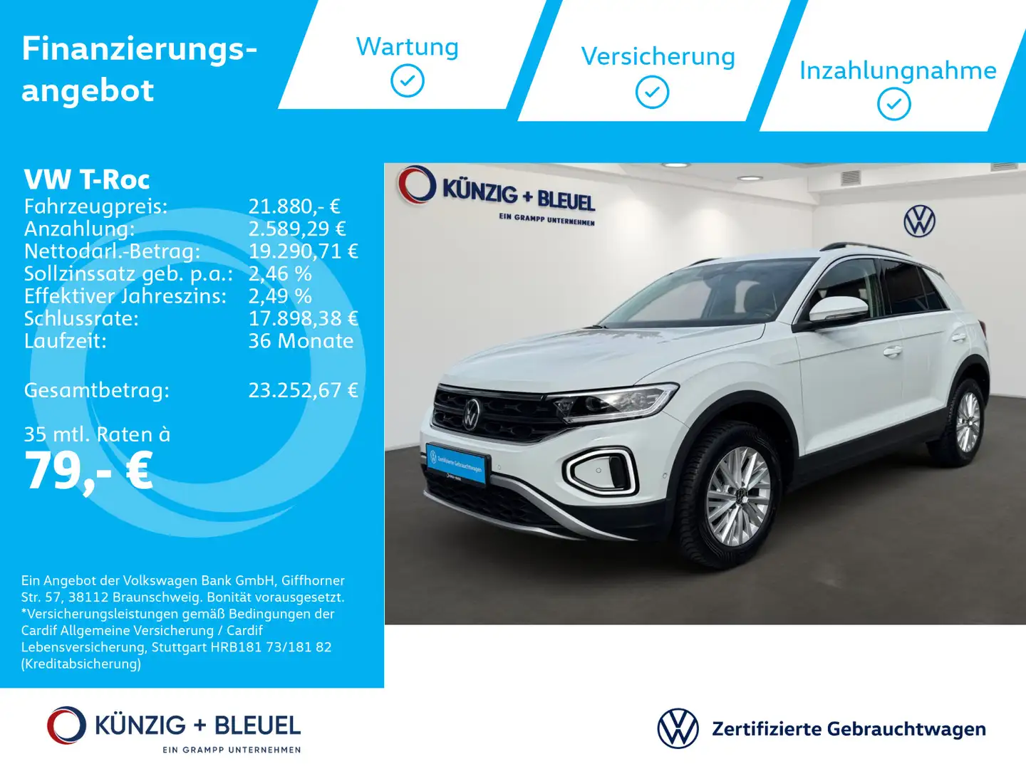 Volkswagen T-Roc Life 1.0 l TSI 116 PS*Nav*LED*SHZ* Blanc - 1