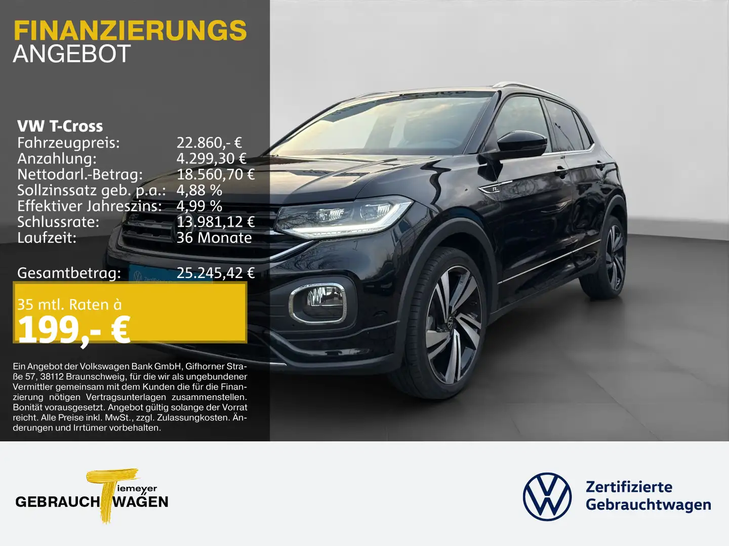 Volkswagen T-Cross 1.0 TSI DSG STYLE KAMERA ACC LM18 IQ DRI Schwarz - 1