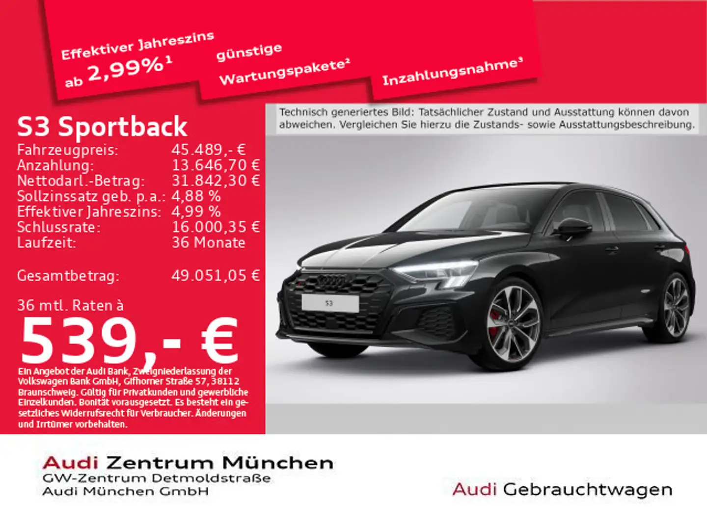 Audi S3 TFSI S tronic Pano/B&O/Matrix/ACC/V Schwarz - 1