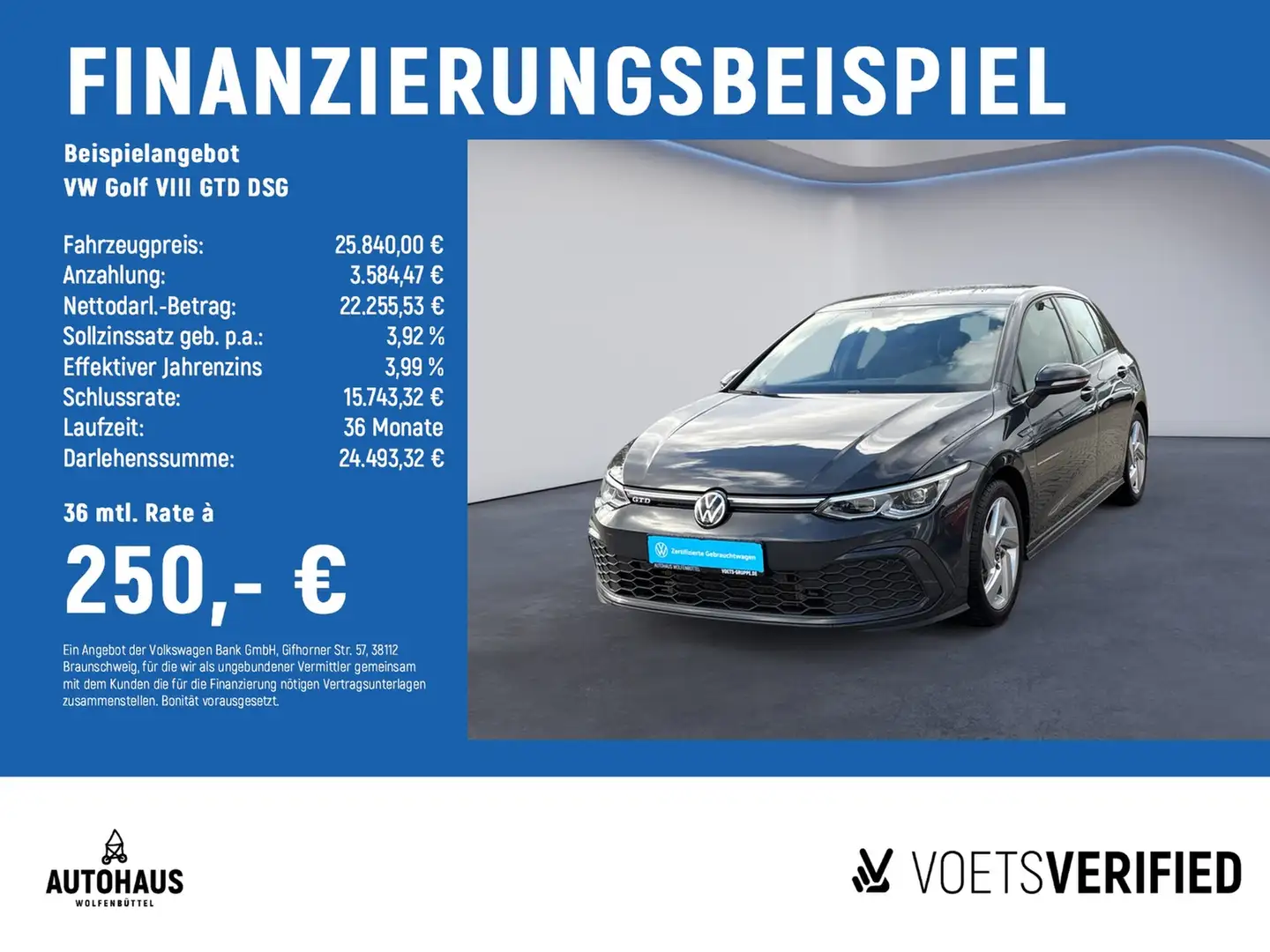 Volkswagen Golf VIII GTD DSG APP LED NAV PDC Gris - 2