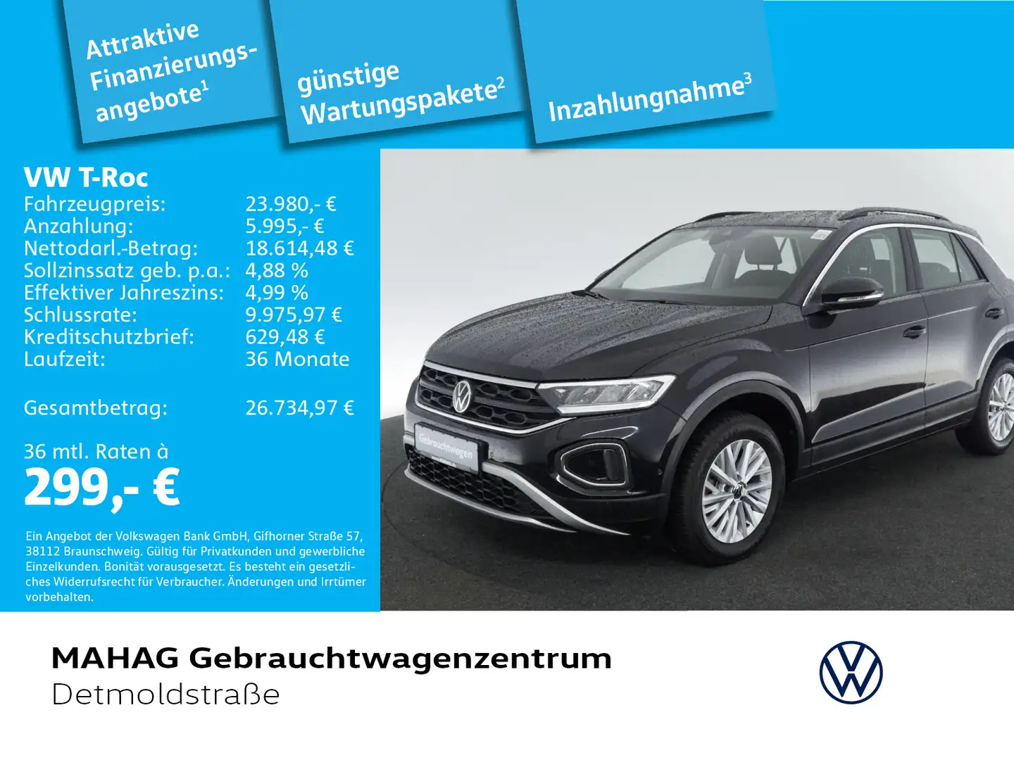 Volkswagen T-Roc T-ROC 1.5 TSI Life LED ParkAssist AppConnect DSG Schwarz - 1