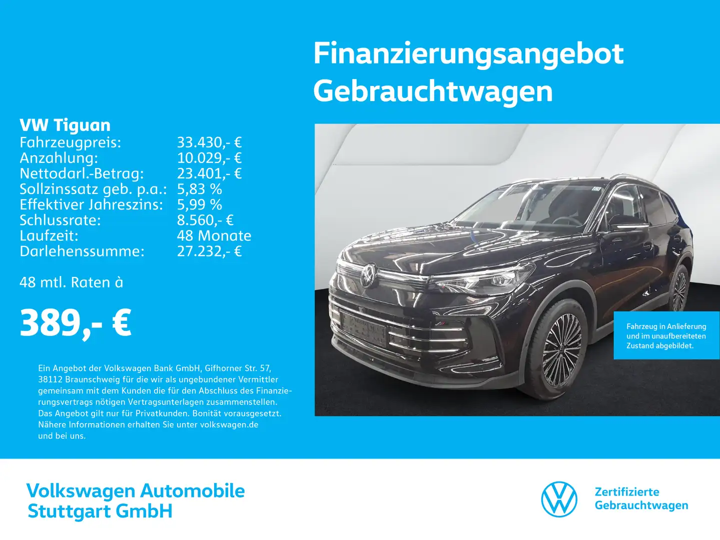 Volkswagen Tiguan Elegance 1.5 TSI DSG Navi Kamera AHK LED Schwarz - 1