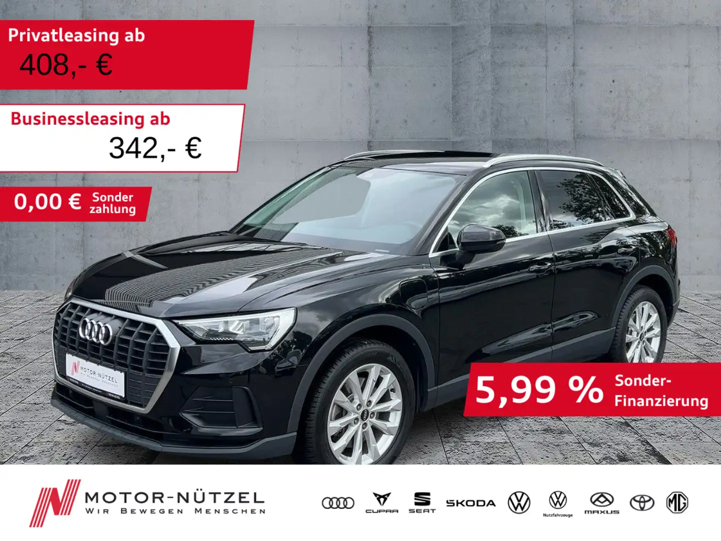Audi Q3 45 TFSI e S-TR NAVI+2xPDC+GRA+SHZ+18"+VC Zwart - 1
