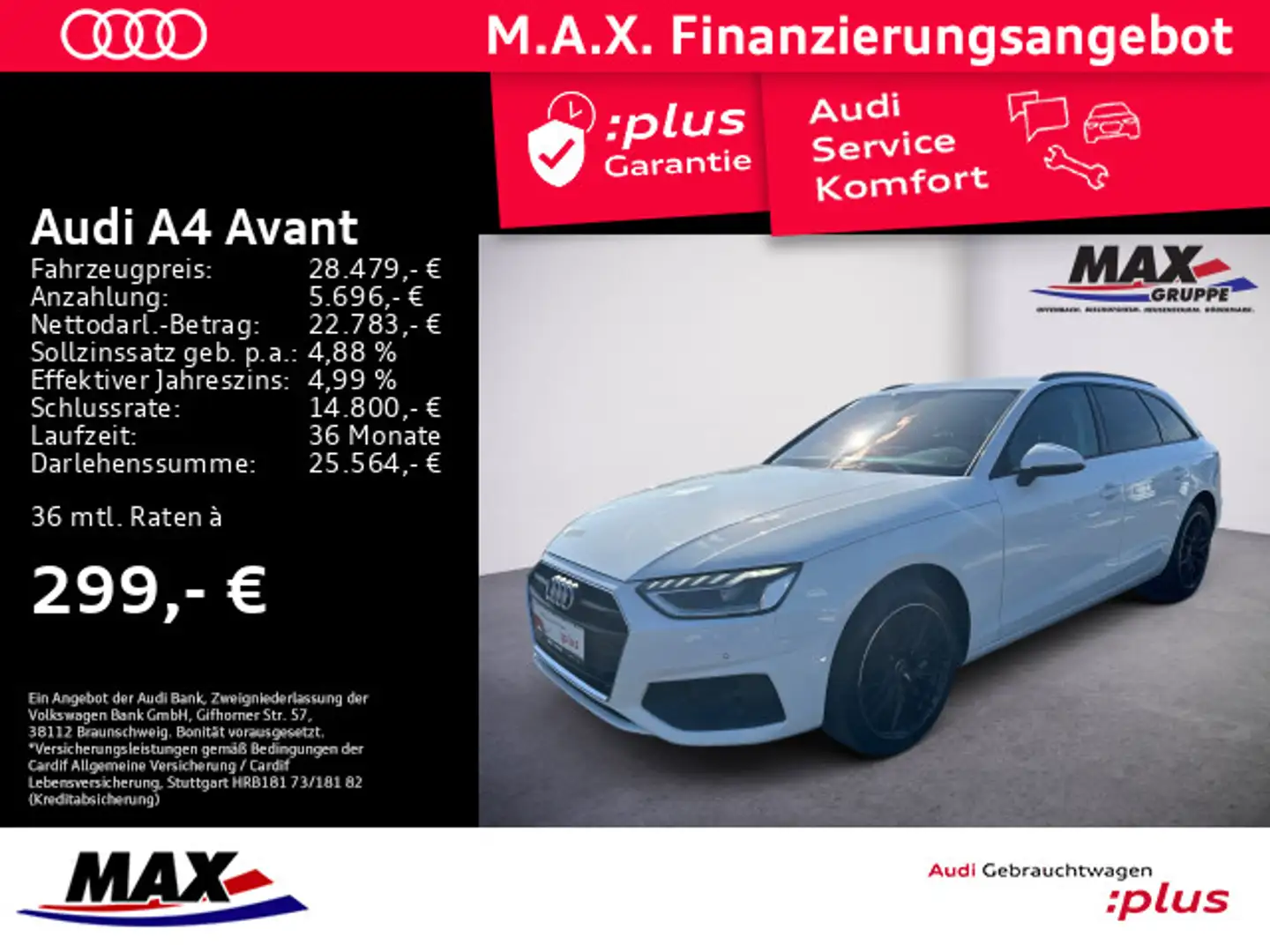 Audi A4 40 TDI QUATTRO LED+AHK+MMI NAVI+ALU 18" Weiß - 1