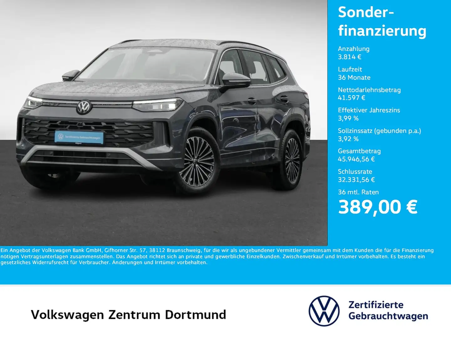 Volkswagen Tayron 2.0 LIFE 4X4 7SITZE AHK 360°CAM ACC LM18 Grau - 1