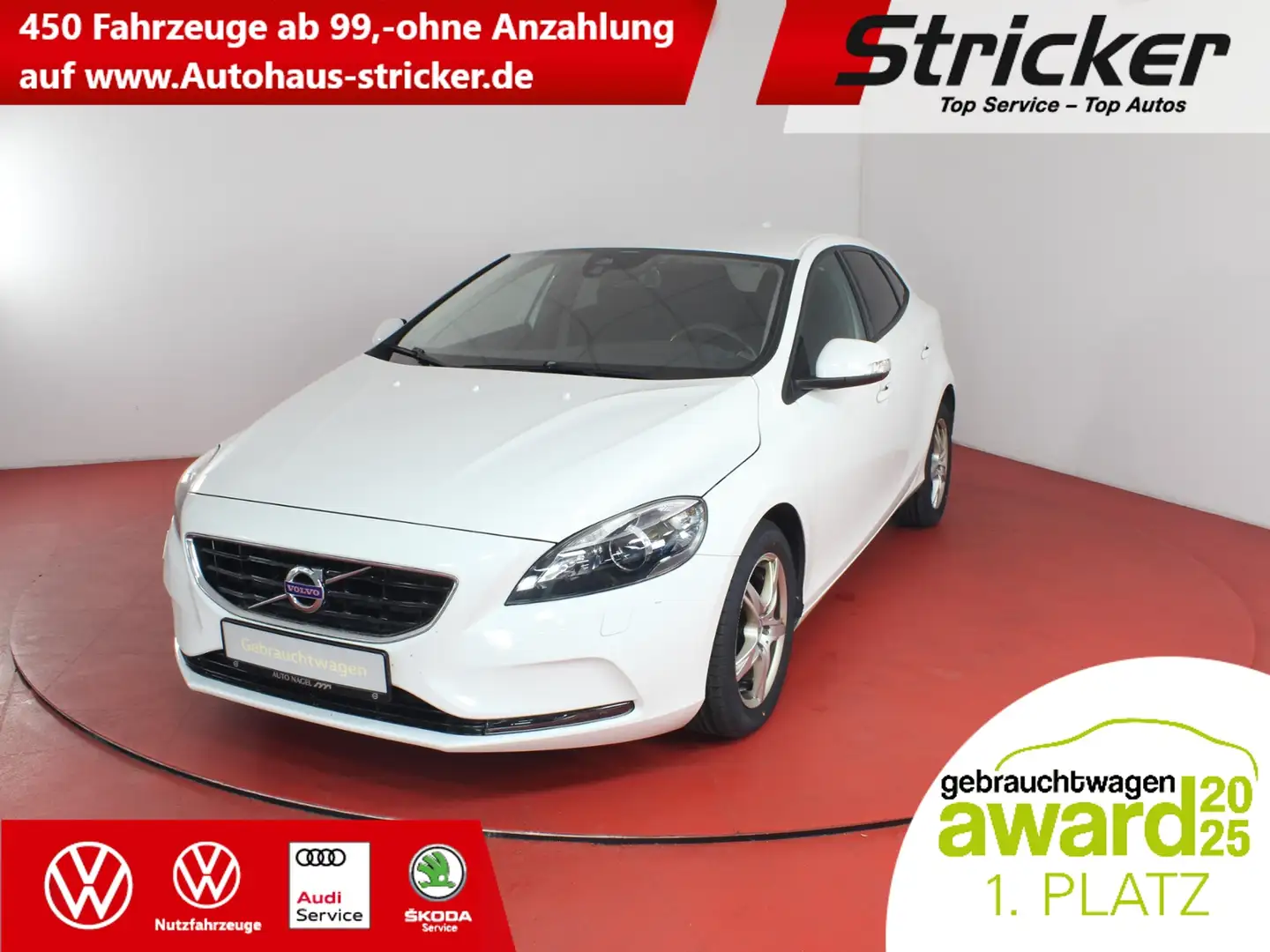 Volvo V40 Kinetic 1.6 D2 TÜV bis 04/27 XENON AUX Weiß - 1
