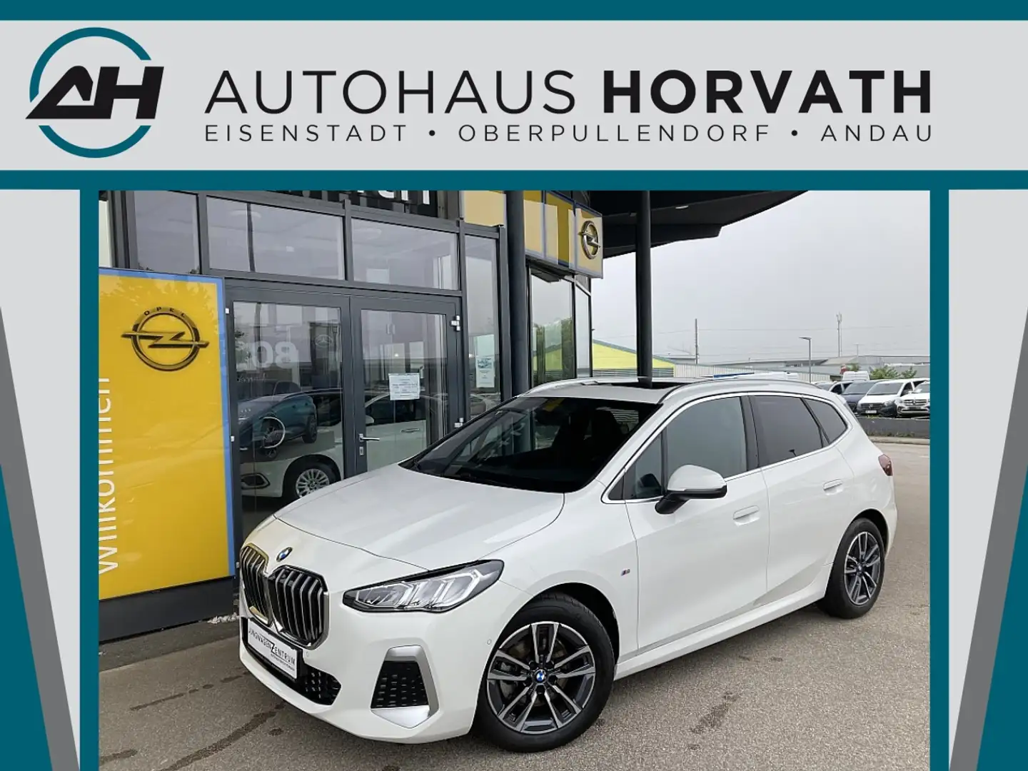 BMW 218 d Active Tourer Aut.!M-SPORT,NAVI,LED,KAMERA,PANO! Weiß - 1