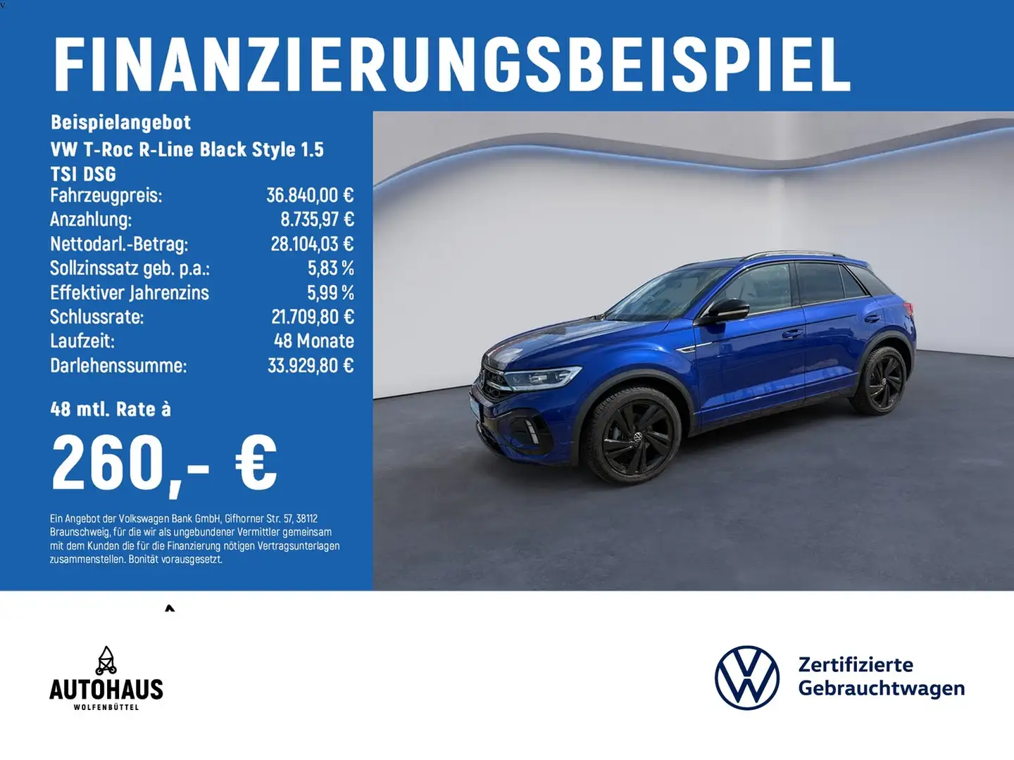 Volkswagen T-Roc R-Line Black Style 1.5 TSI DSG AHK KEYLESS Bleu - 2