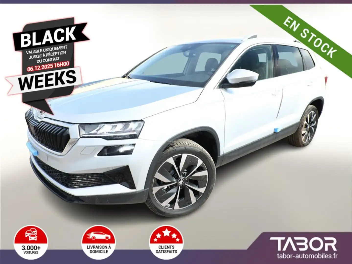 Skoda Karoq DSG Pano attelage GPS SideA Cuir Argent - 1