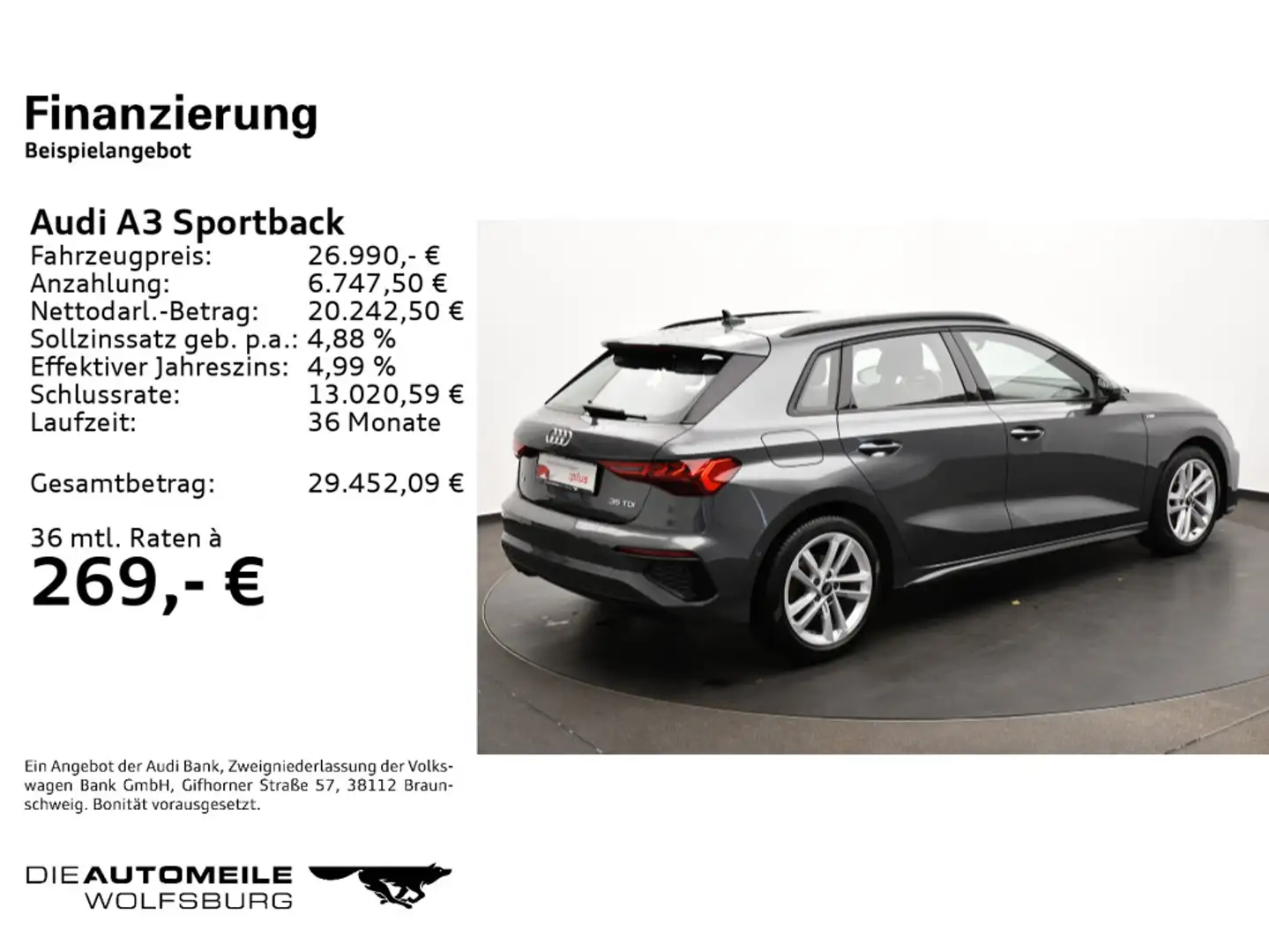 Audi A3 2.0 TDI S-tronic LED/Tempo/Einparkh Grau - 2