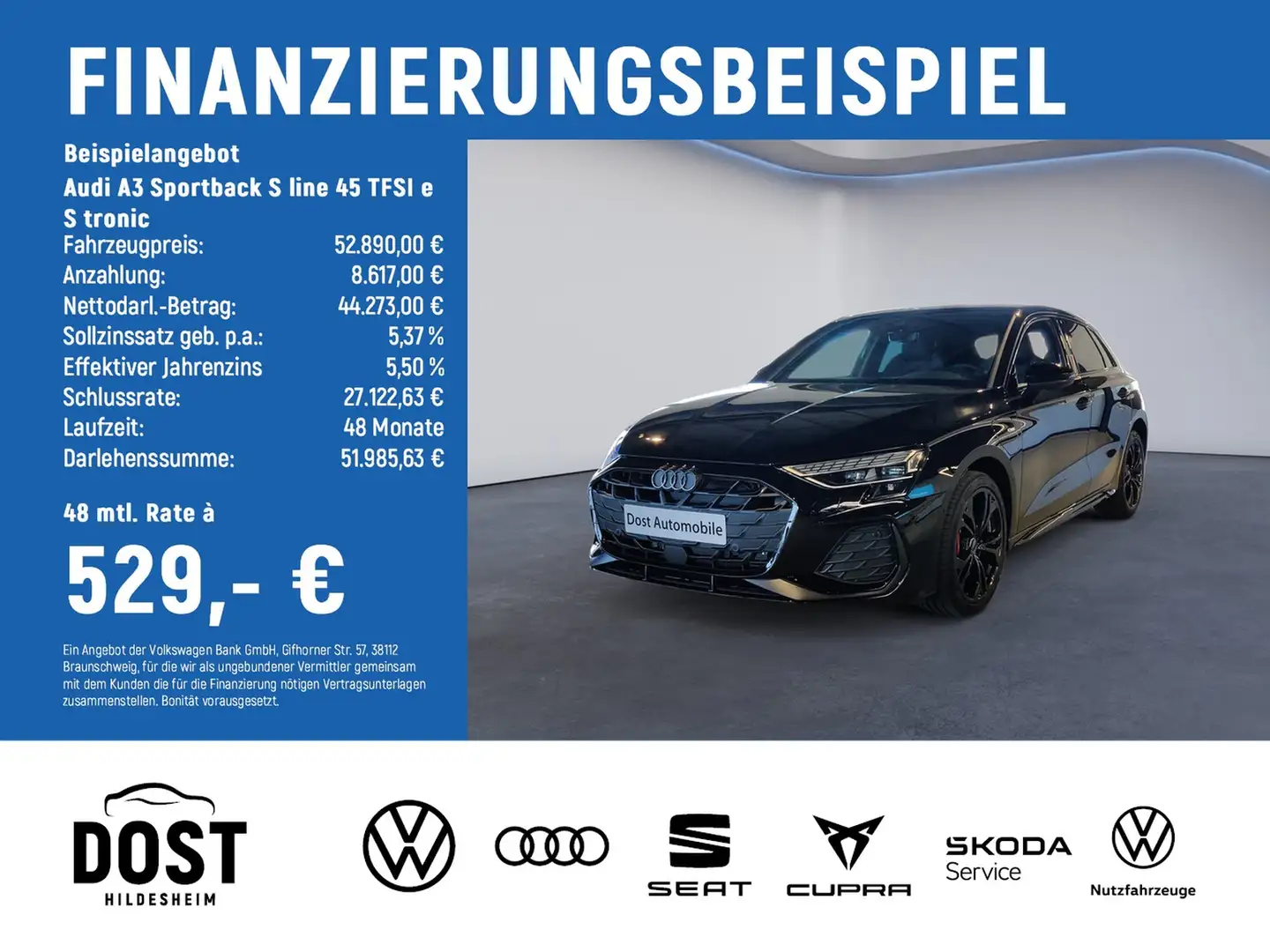 Audi A3 Sportback S line 45 TFSI e S tronic AHK+SONOS Schwarz - 2