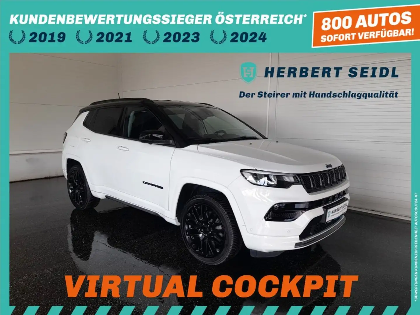 Jeep Compass S PHEV 4x4 Aut. *19 ZOLL / LED / NAVI / VIRTUELL / EL. VOLLEDER-SPORTSITZE / E-KLAPPE / ALPINE SOUND* Weiß - 1